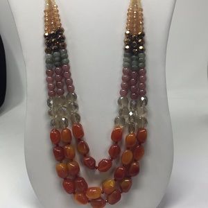 Loft necklace strung beads crystals 3 strands